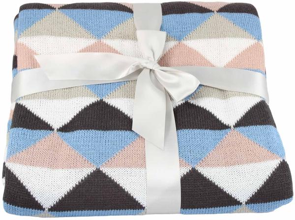 Wohndecke Kuscheldecke Strickdecke Plaid 130x160 cm Blau/Pink