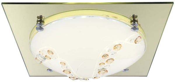 LED Deckenlampe, Chrom, Glas, Kristalle, Gold, L 31,5 cm