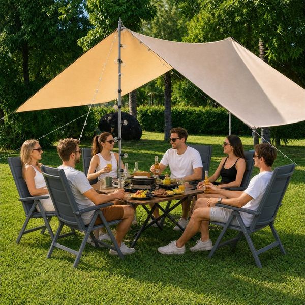 HOMALL Gartenstuhl Aluminium Klappstuhl mit Armlehnen, 7-stufig verstellbarer Rückenlehne (Set, 4 St), Klappbare Gartenstühle reißfest und atmungsaktiv bis 150kg belastbar