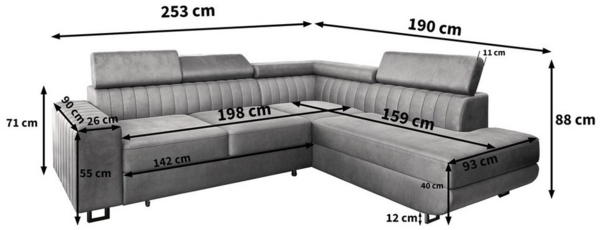 Masseno Ecksofa NOLA mit Schlaffunktion L-Form, Sofa mit Bettkasten Bild 2
