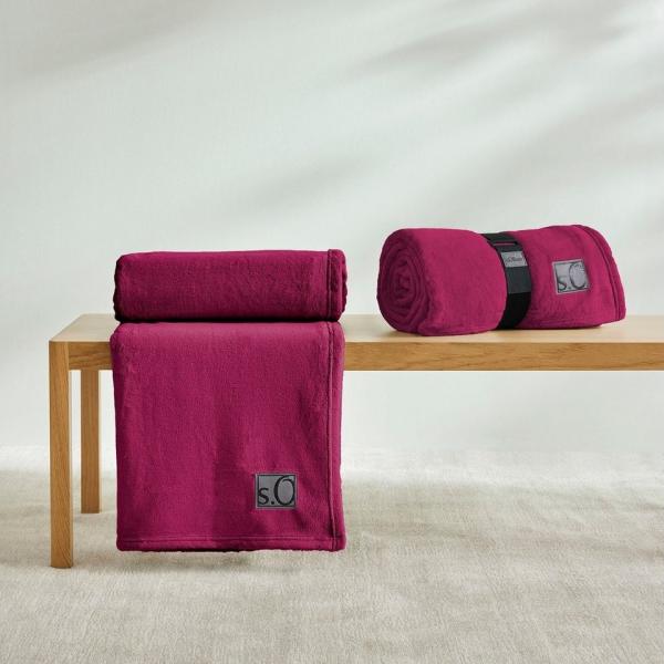 s.Oliver 'Oro' Wohndecke, flauschig, warm & waschbar, Polyester pink, 150x200 cm