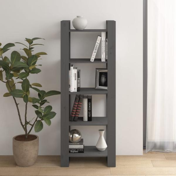 vidaXL Bücherregal/Raumteiler Grau 60 x 35 x 160 cm Massivholz 813891