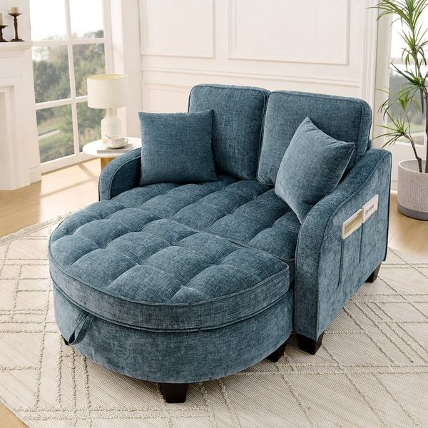 Odikalo Schlafsofa Platzsparend 3-in-1 Sofa-Bett Aufbewahrungs-Hocker Wohnzimmersofa, mit Schlaffunktion und Stauraum, 3-in-1-Sofa mit Liegefunktion