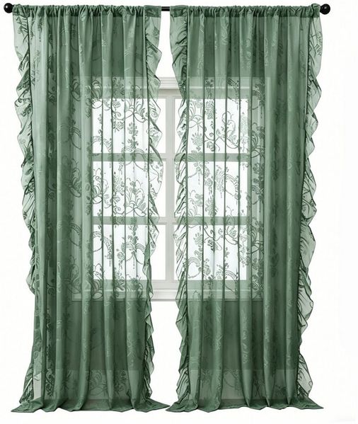 Agger Vorhang Rüschenvorhang im Retro-Stil, Spitzen-Feinvorhang, Türvorhang, halbtransparenter Voile-Vorhang, dekorativer Feinvorhang