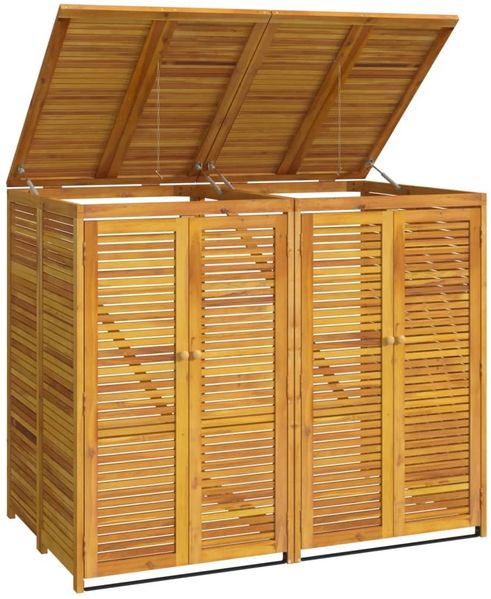 vidaXL Mülltonnenbox für 2 Tonnen 140x89x117 cm Massivholz Akazie 3155239 Bild 3