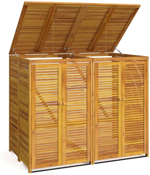 vidaXL Mülltonnenbox für 2 Tonnen 140x89x117 cm Massivholz Akazie 3155239 Bild 2