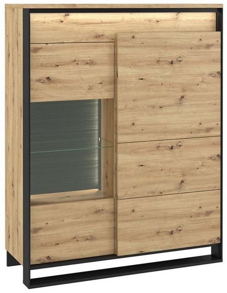 Compleo Vitrine LIMA, Standvitrine mit Glasregale, Moderne Schrank mit 2 Türen