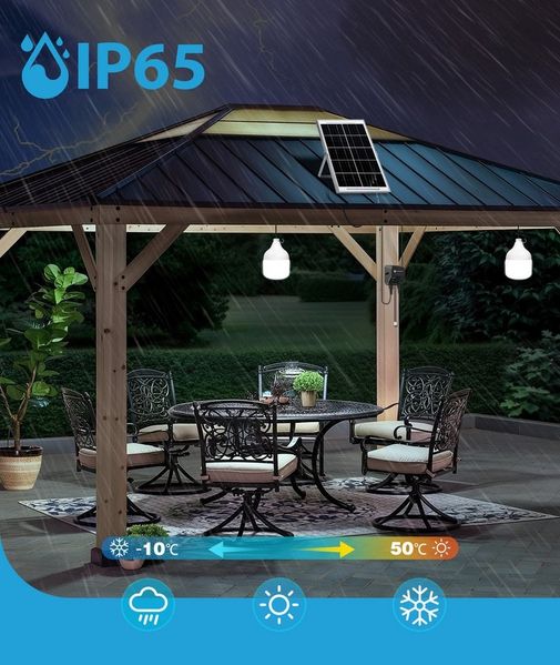 Aigostar LED Solarleuchte Aigostar Solarlampe für Außenbereich 11M Kabel, mit Fernbedienung, Zugschalter, LED fest integriert, Kaltweißes Licht