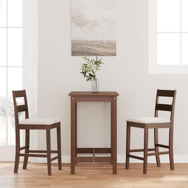 vidaXL Barhocker mit Kissen 2 Stk. Braun Massivholz Gummibaum 4102555