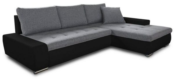 Ecksofa mit Schlaffunktion Faris - Couch mit Bettkasten, Big Sofa, Sofagarnitur, Couchgarniitur, Polsterecke (Schwarz + Grau (Madryt 1100 + Inari 91), Ecksofa Rechts) Bild 4