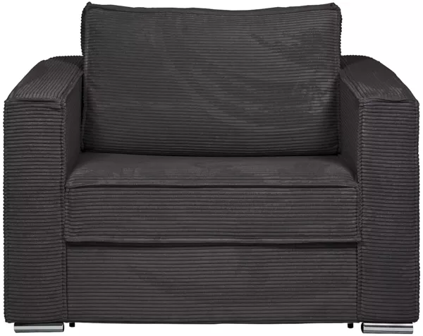 Vente-unique - LORETO Sessel SamtStoff Grau - B 223 cm95 cm x H 90 cm x L 128 cm
