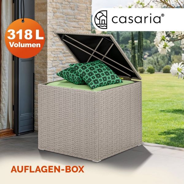 Casaria Auflagenbox, 318 L mit Deckel 75x75x70cm Wasserdicht Gasdruckfeder Garten