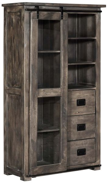 Vitrine Mango 100x45x175 grau lackiert RAILWAY #226
