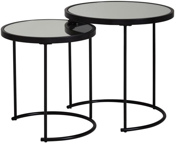 Kadima Design Edles Beistelltisch Set mit Glasplatten, modernes Design, schwarzer Farbton, 50x50,5x50 cm und 42x45,5x42 cm