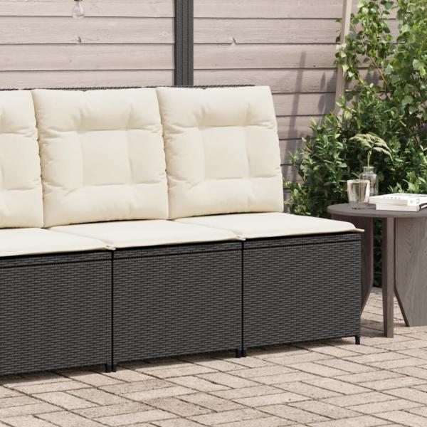 vidaXL Gartensessel mit Liegefunktion und Kissen Schwarz Poly Rattan 368973