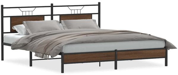 Doppelbett, Bettgestell Modernen ohne Matratze Braun Eichen-Optik 183x203 cm d1927e