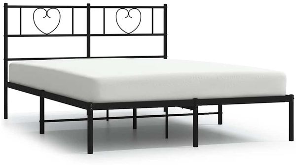 Doppelbett, Bettgestell Modernen mit Kopfteil Metall Schwarz 160x200 cm d546e