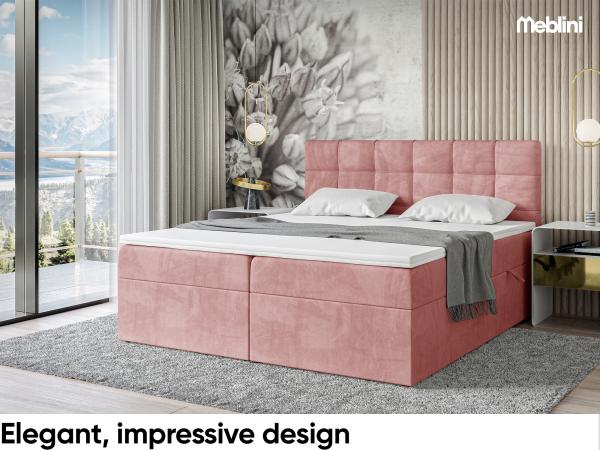 MEBLINI Boxspringbett TAPO 1 140x200 cm mit Bettkasten - H3/Rosa Samt Polsterbett - Doppelbett mit Topper & Taschenfederkern-Matratze Bild 2