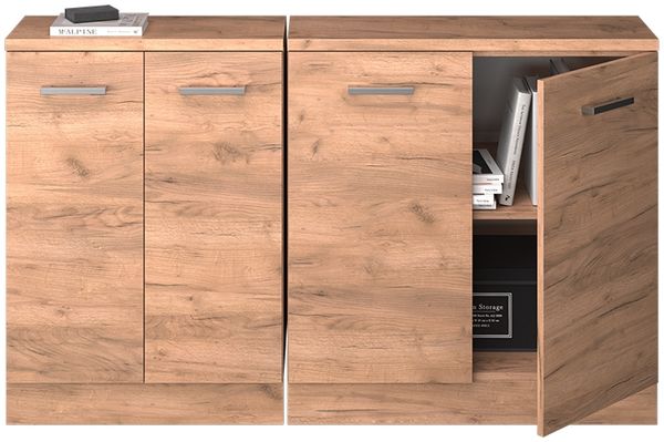 Küchenschrank für Dachschrägen R-Line Goldkraft Eiche 140 cm 2er Set Schrankkorpuss 60 cm Tiefe Vicco Bild 5