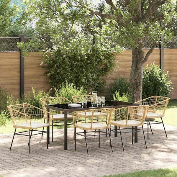 vidaXL Garten Essgruppe 7 pcs Braun Poly-Rattan 3380915