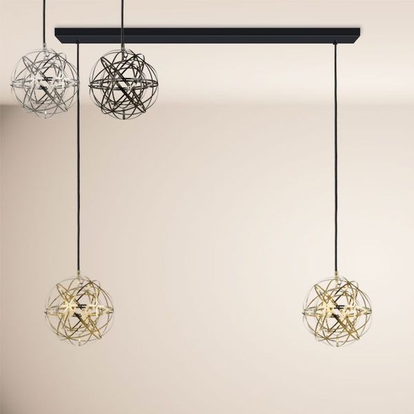 s.luce Atom LED Esstisch-Pendelleuchte 2 bis 5-flammig Balken 120cm Schwarzchrom