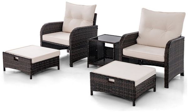 KOMFOTTEU Balkonset, mit Kissen & Kaffeetisch, Gartenmöbel aus Rattan