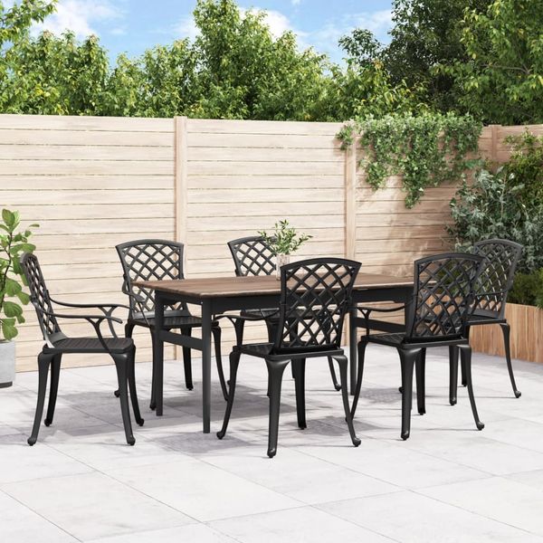 vidaXL Gartenstühle 6 Stk. Aluminiumguss Schwarz 3216320
