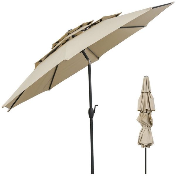 KOMFOTTEU Sonnenschirm, Gartenschirm mit Griff, verstellbarem Winkel