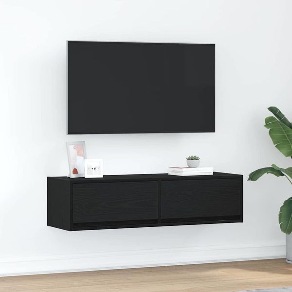 vidaXL TV-Schränk Wandmontiert Schwarz Eichen-Optik 100 x 31 x 25,5 cm 861527