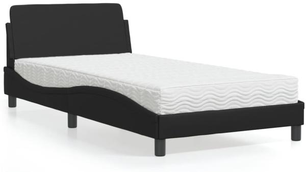 vidaXL Bett mit Matratze Schwarz 100x200 cm Kunstleder 3208357