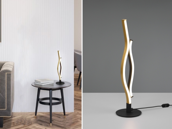 LED Tischleuchte BLAZE Lichtfarbe einstellbar dimmbar Schwarz Gold, Höhe 48cm