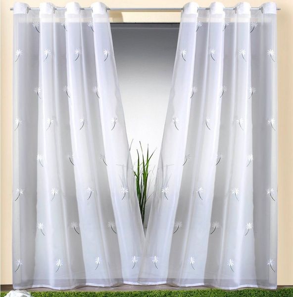 Weckbrodt Vorhang Daisy (1 St), Ösen, halbtransparent, Voile, Voile, halbtransparent, bestickt, Floral, geblümt, Gardine, Store