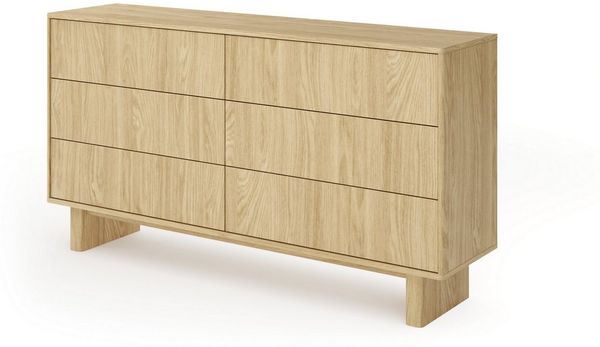 Masseno Kommode TRAVE 153,5 cm Sideboard mit 6 Schubladen Eichefarben