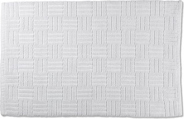 kela Badematte rutschfest 60x100 cm LEANA, Badezimmerteppich weiß, waschbar, 100% Baumwolle, Badvorleger in Flechtoptik