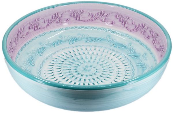 Kaladia Multireibe Reibeschüssel in Türkis Lila, Keramik, handbemalte Küchenreibe - Made in Spain