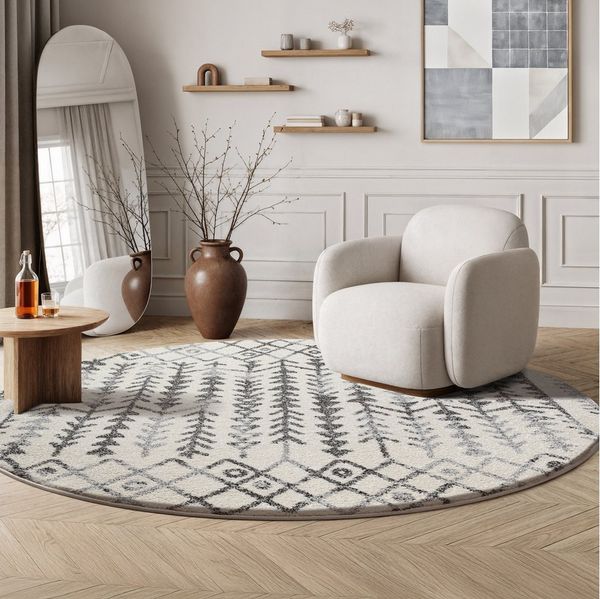 Sanat Teppich Boho 8204, rund, Höhe: 10 mm, Kurzflor, robust, Boho, Scandic, für Fussbodenheizung geeignet