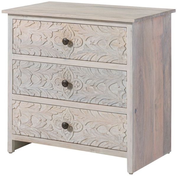 Kommode Mango 80x48x78 weiß geölt KASHMIR #107