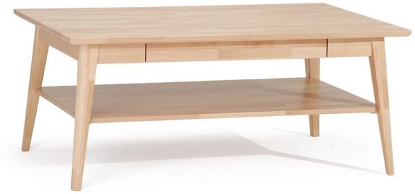 Couchtisch Tisch mit Schublade RENATO Buche Massivholz 130x80 cm