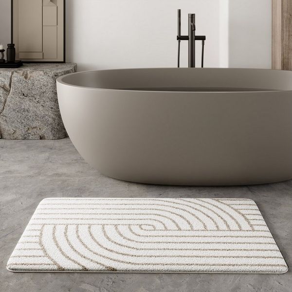 Wecon home Basics Badematte Hilda, Höhe 15 mm, Polyester, rechteckig, waschbar, rutschfest, strapazierfähig, pflegeleicht mit Retro Muster