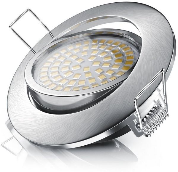 Brandson LED Einbaustrahler dimmbar & schwenkbar, Deckenspots, Aluminium Rahmen, Silber, Dimmfunktion, Schwenkmechanismus, Einbauleuchte / Spots ultra flach, Abstrahlwinkel 120 Grad, 6er Set