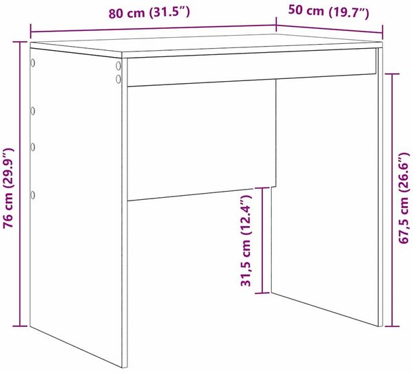 vidaXL Schreibtisch Schwarz Eichen-Optik 80 x 50 x 76 cm 869427 Bild 10