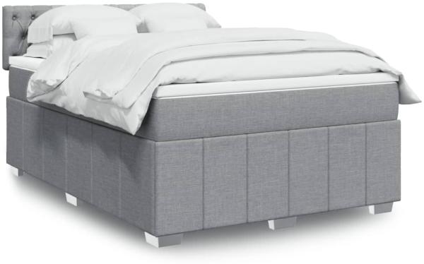 vidaXL Boxspringbett mit Matratze Hellgrau 160x200 cm Stoff 3287126