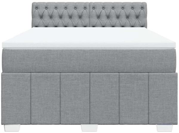 vidaXL Boxspringbett mit Matratze Hellgrau 160x200 cm Stoff 3287126 Bild 3