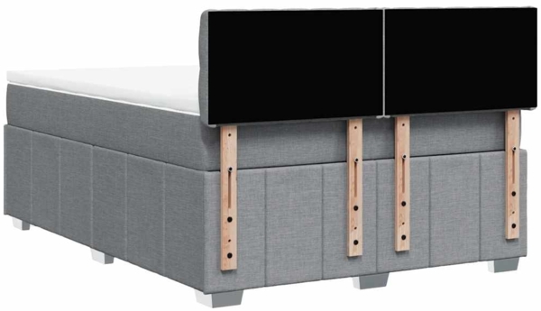vidaXL Boxspringbett mit Matratze Hellgrau 160x200 cm Stoff 3287126 Bild 5