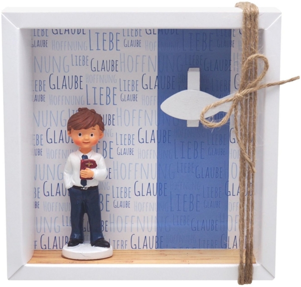 ZauberDeko Geschenkbox Geldgeschenk Verpackung Kommunion Junge Blau Liebe Glaube Hoffnung