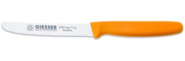 GIESSER Tomatenmesser Allzweckmesser Brötchenmesser 8365 wsp 11, Spülmaschinenfest, langlebig, 3 mm Wellenschliff extrem scharf