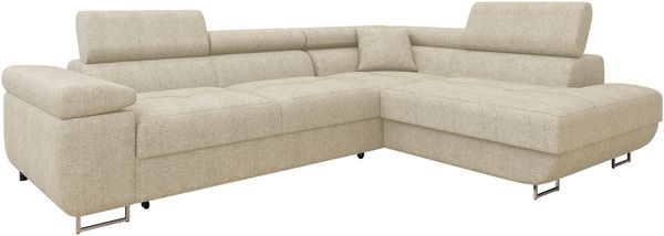 Ecksofa Torezio Premium mit Einstellbare Kopfstützen, Bettkasten und Schlaffunktion (Farbe: Magni 206.02, Seite: Rechts)