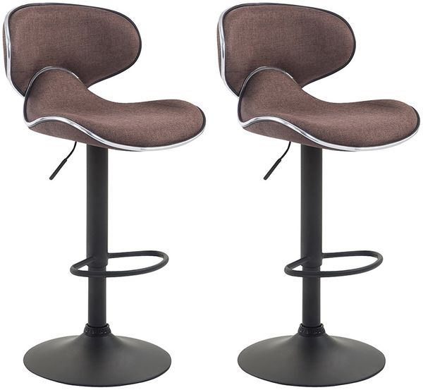 CLP 2er Set Barhocker Las Vegas V2 Stoff mit Fußstütze,braun schwarz