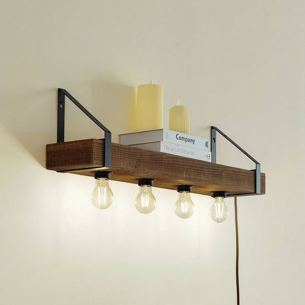 Lindby Wandleuchte Vatana, Holz IP20, 4 x 15 W LED