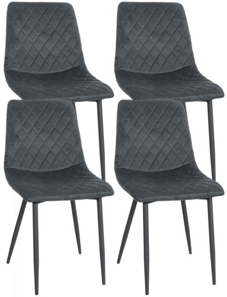 4er Set Stühle Telde Samt (Farbe: dunkelgrau)